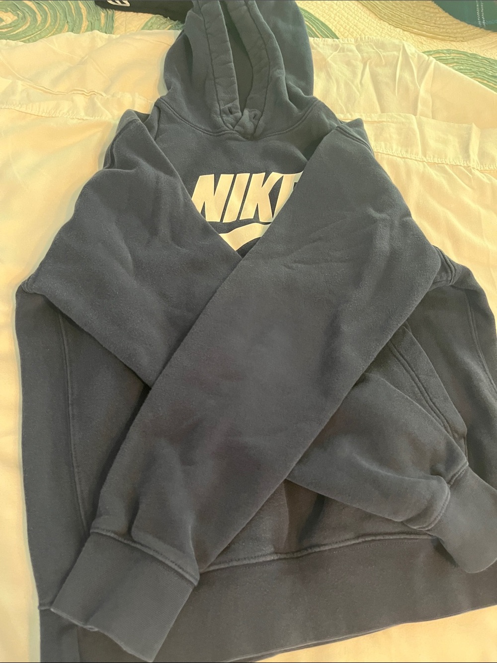 Nike Men’s Navy Crewneck Hoodie with White Logo